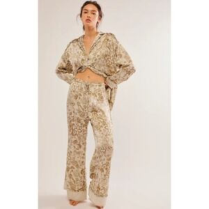 Robert Louis Floral‎ Leopard Print Pajama Set Womens XL Lounge Sleepwear